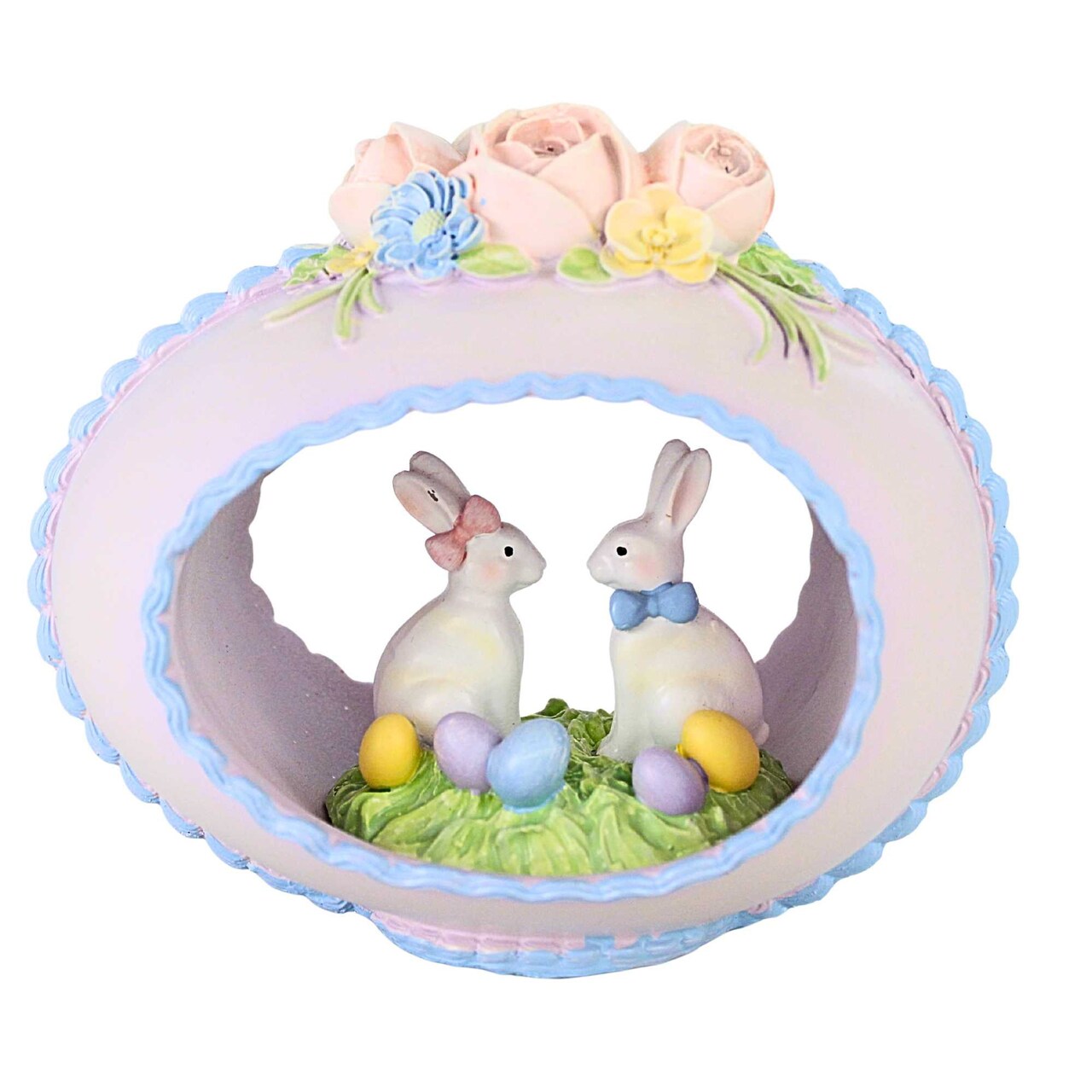 Roman 5.5 Inch Pink Sugar Egg Easter Figurine , Spring Decor Easter Egg Rabbit